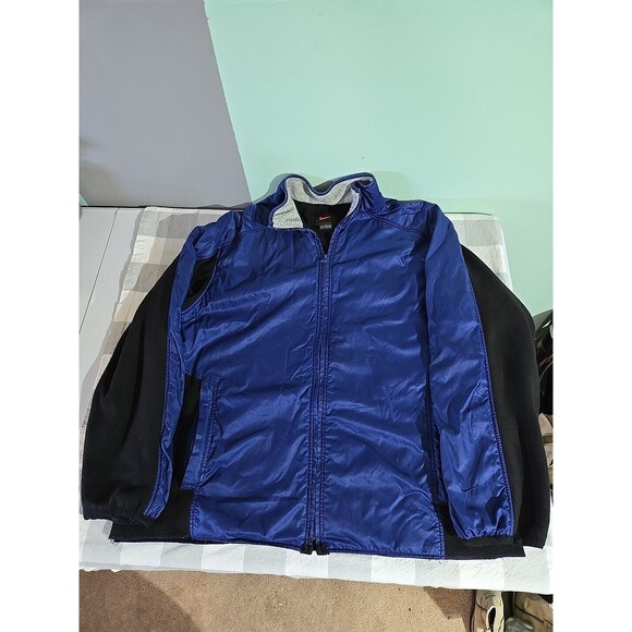 Nike Men's Blue Black Full Zip Fleece Lined Track Jacket Size L - Picture 1 of 13